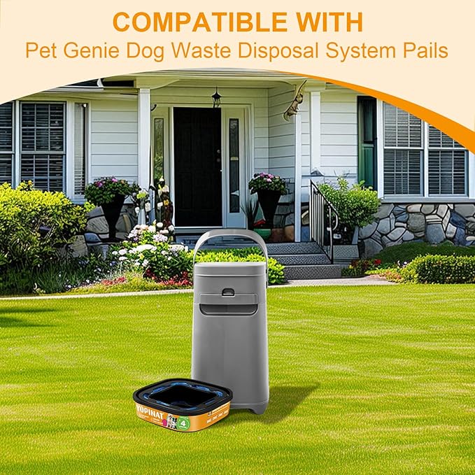 2 IN 1 Genie Refill Bags for Dog Cat 4 Pack - Total 112FT Lasts Up to 16 Months - Superior Odor Control for Dog Poop Cat Litter Bags - Pet Waste Refill Bags Fits Pet Genie and Litter Genie Pails