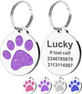 Dog Tags Personalized for Pets Dog Name Tags Personalized Dog Tag Engraved with Any Name & Text Custom Dog ID Tags Glitter Bone ID Tag for Puppy Cat (Purple-Round, L)