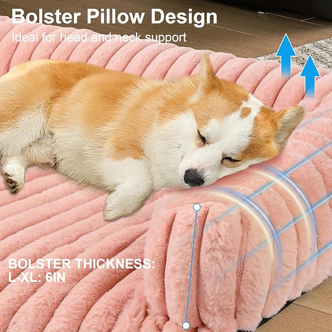 Wn's Day Luxurious Dog Couch Bed, Washable Calming Dog Couch Cover, Removable Couch Protector for Dogs, Waterproof Sofa Bed, Pet Bed Mats for Couch, Pet Couch Covers for Sofa(Pink, XL)