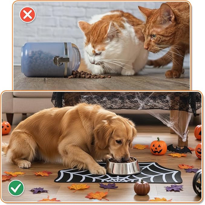 Pet Mat for Food and Water, Absorbent Non-Slip Quick Dry Dog Food Mat for Dog Cat Bowl Indoor Outdoor Pet Dining Gift Halloween Decorations (15.74 * 23.62In, Spider)