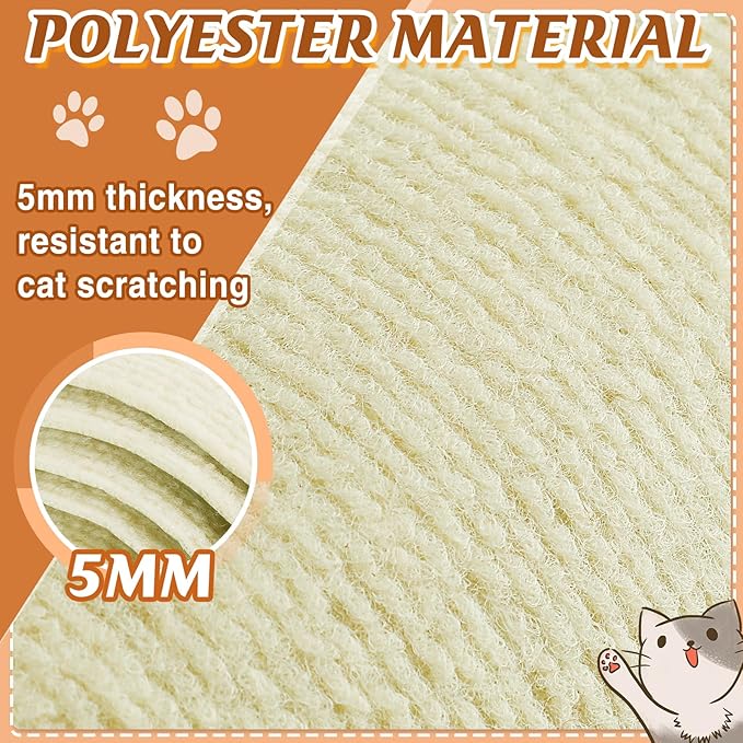78.7''x14.6'' Trimmable Cat Scratch Furniture Protector - Climbing Self-Adhesive Cat Scratching Pad Mat, Couch Protector from Claws for Scratch Post Cat Tree Shelves Wall, Beige