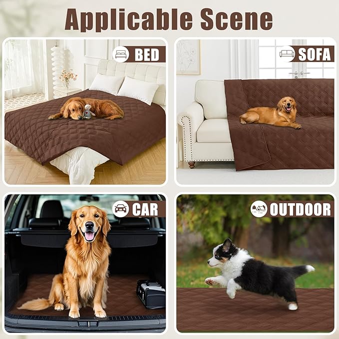 Smiry Waterproof Dog Bed Cover Blanket 30x53, Soft Reversible Pet Blanket, Washable Leakproof Cats Dogs Couch Cover for Sofa, Couch, Furniture, Brown/Brown