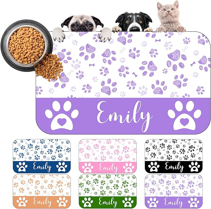 Personalized Dog Cat Mat with Name Photo Custom Placemat Feeding Mats for Food and Water Customized Non-Slip Waterproof Doormat for Bowls Outdoor Indoor Floors Gifts for Pet Owner
