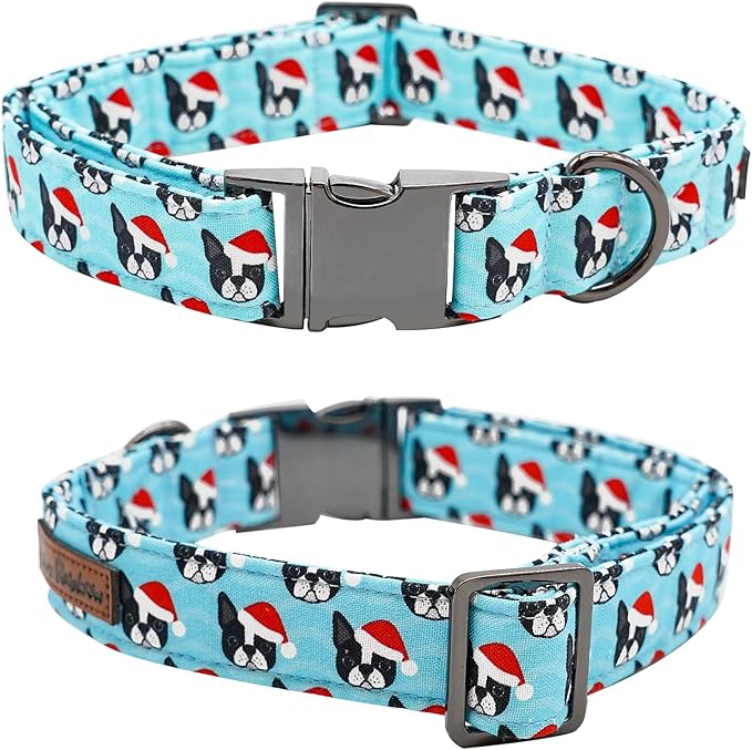 Dog Collar, Christmas Dog Collar Plaid Pet Collar Bow Holiday Bows Girl Boy Puppy Collar Adjustable Pet Collar for Large Dogs