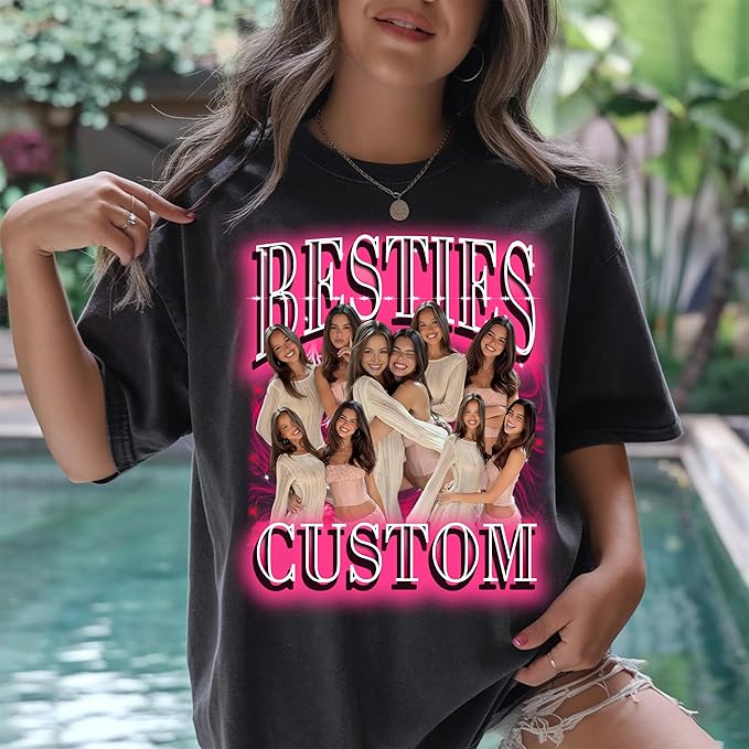 Custom Bootleg Rap Tee, Personalized Girlfriend Vintage Graphic T-Shirt, Photo Shirt, Valentine Birthday Gifts