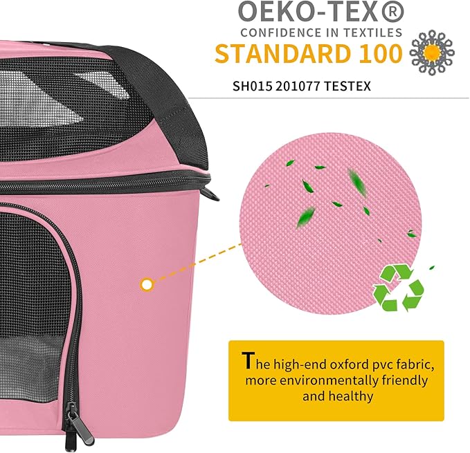 Cat Carrier Backpack Pet Carrier for Cats & Small Dogs Under 20 lbs TSA Airline Approved Soft Sided Collapsible Travel Carrier with Ventilation Windows, Pink
