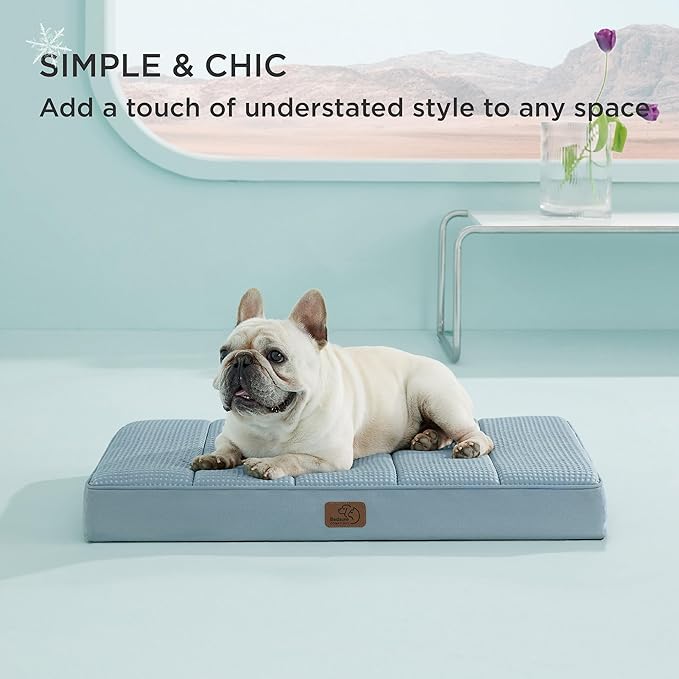 Bedsure Cooling Dog Bed for Small Dogs - Comfy Flat Puppy Beds with Removable Washable Cover, Orthopedic Egg Crate Foam Pet Mat, Suitable for Pet Up to 15 lbs