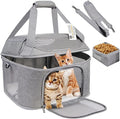 Large Cat Carrier for 2 Cats, Soft Side Pet Carrier for Cats Small Dog, Collapsible Travel Dog Carrier Bag TSA Airline Approved Dog Carrier Backpack,Grey