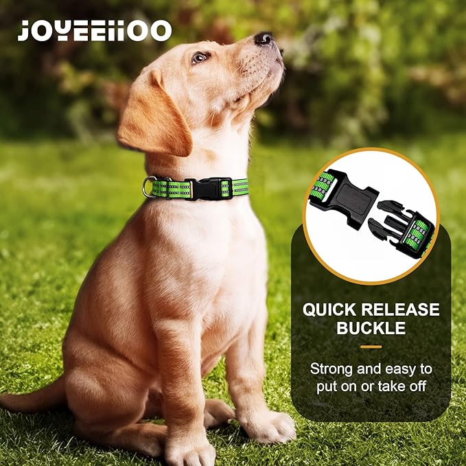 Martingale Dog Collar, Adjustable Nylon Reflective Collar with Buckle No Pull Dog Collar for Small Medium Large Dogs (Lime Green Large)
