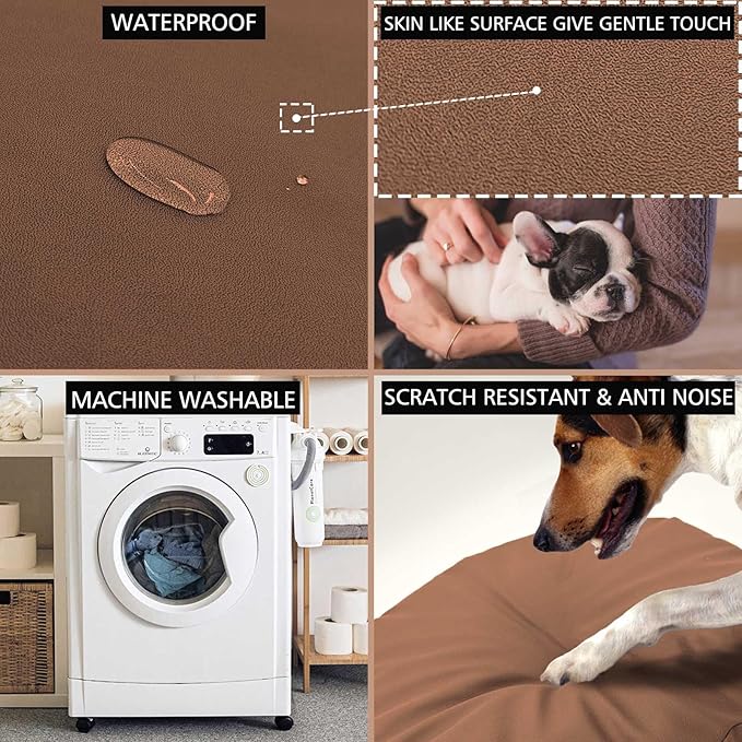 Dog Bed Cover Waterproof Replacement Machine Washable Covers for 30x30 Inch Dog Bed Heavy Duty Scratch Resistant Mattress Protector Pet Bed Round Brown Cover Only