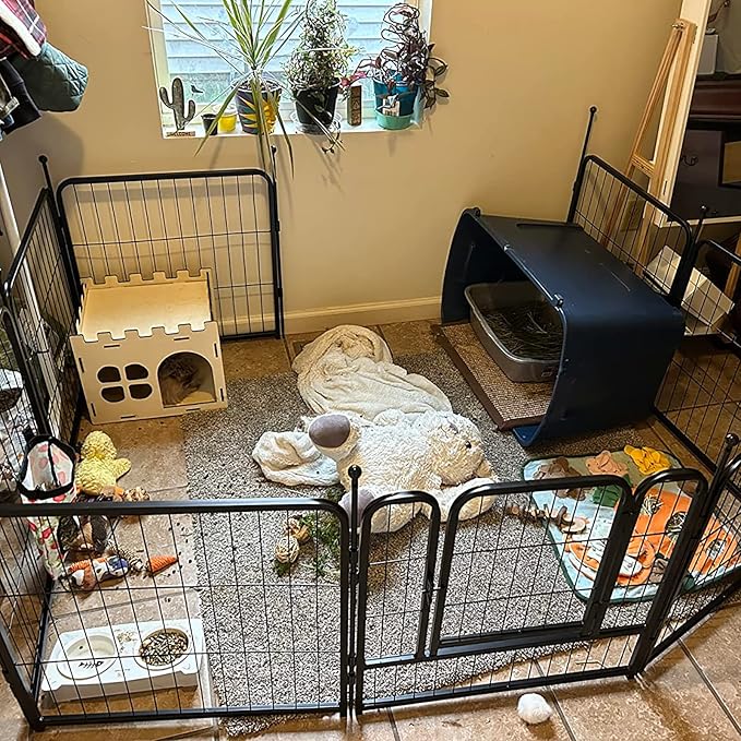 Dog Playpen,Portable Outdoor Dog Fence, Dog Playpen for Large/Medium/Small Dogs, Dog Fences for The Yard,with Doors Foldable Metal (40 inch, 24 Panels)