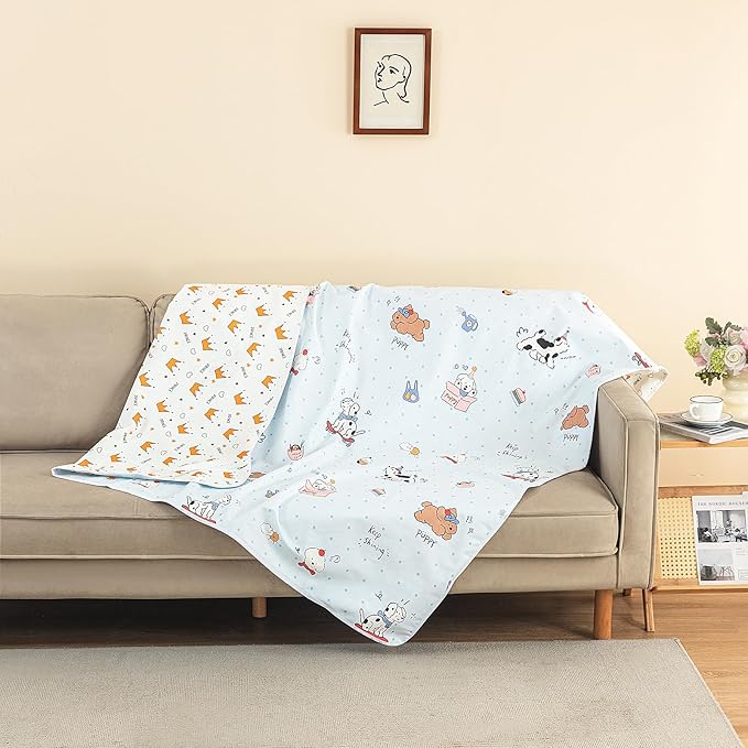 WenBags Waterproof Dog Bed Cover 40 * 60 Inches Throw Size,Pet Hair Resistant Reversible Couch Cover Mattress Protector,Leakproof Bed Liner/Sheet/Blanket for Adults Elderly Pets (Cute Dogs, 40 * 60)