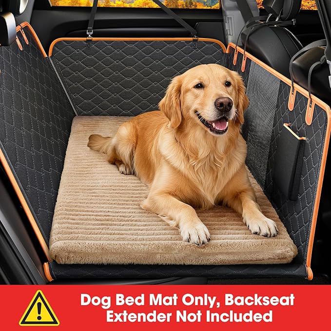 FURTIME Backseat Pet Bed Mat, Non-Slip Dog Bed for Car Back Seat, Washable Travel Pet Mat with Removable Cover, Dog Seat Covers Protector Fit for Backseat Extenders and Trucks SUVs, 54"x 24.8", Brown