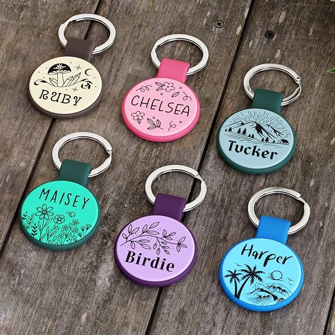 Silent Silicone Dog Tags, Custom Engraved Pet ID Tags for Cats and Dogs, Personalized Small Size Cat Tags with Cute Designs (Designs, Regular)
