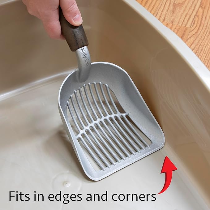 Kitty City Metal Cat Litter Scoop – Durable Non-Stick Aluminum Cat Scoop with Ergonomic Handle, Wide Slotted Design for Easy Cleaning, Reusable & Long-Lasting