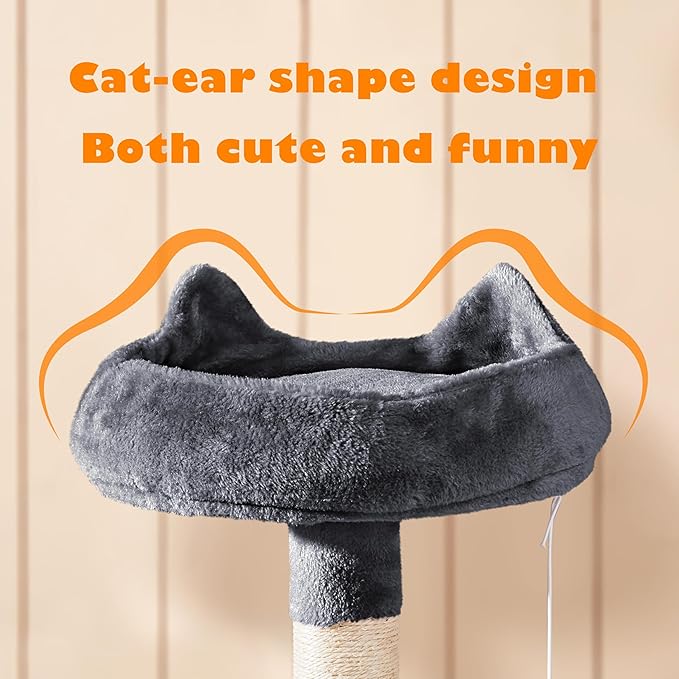 Yaheetech 70.5in Cat Tower, Multi Level Cat Tree Kitten Condo with 2 Condos & 2 Plush Perches & Scratching Post & Dangling Ball for Medium/Large Cats Dark Gray
