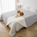 Waterproof Dog Blanket, 82x102 inches Pet Couch Covers for Sofa, Bed Furniture Protector from Dogs Washable and Reversible-Lightgrey+Cream