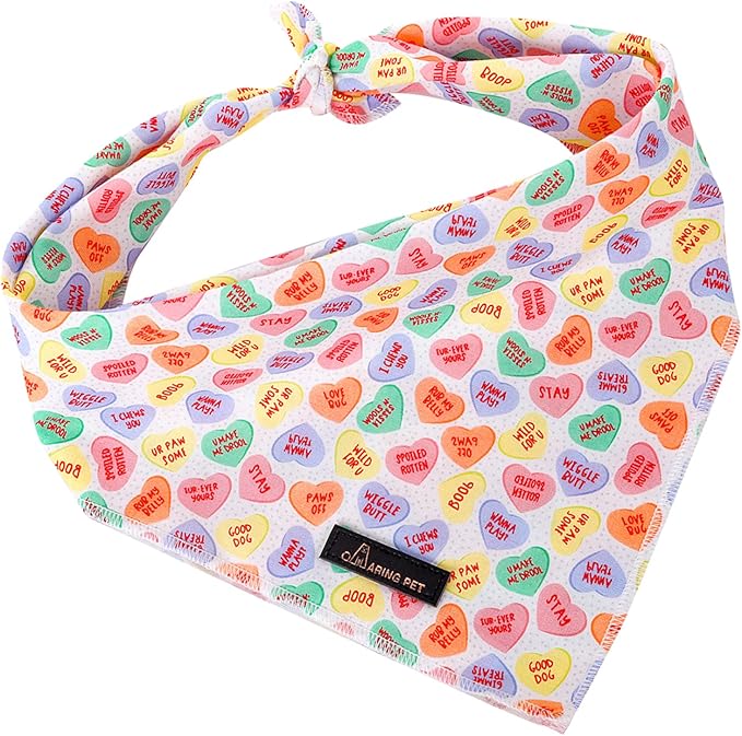 ARING PET Valentine's Dog Bandana-Cute Heart Pet Bandanas, Soft Scarf Cotton Dogs Triangle Bibs for Small to Large Dogs and Cats