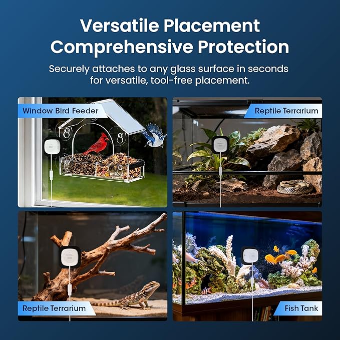 3MP 2K Aquarium & Terrarium Pet Camera.Magnetic Install &Close-Focus Lens for Fish,Lizard, Reptile Pet and Window Bird Feeder,2.4GHz & 5GHz WiFi,Color Night Vision,Auto-focus,24/7 Recording
