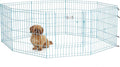 MidWest Homes for Pets Folding Metal Puppy / Dog Exercise Pen, Indoor/Outdoor Playpen with Door, 16 Sq Feet of Play Space, 24-Inches Tall, Blue