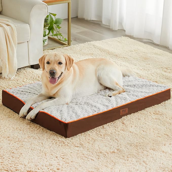 WESTERN HOME WH Large Dog Bed for Large, Jumbo, Medium Dogs, Orthopedic Pet Bed Waterproof Mattress with Removable Washable Cover, Thick Egg Crate Foam Dog Bed with Non-Slip Bottom