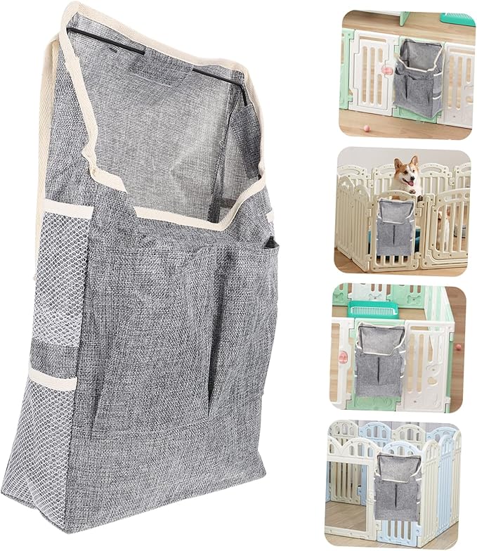 Pet Storage Pouch Breathable Hanging Organizer for Toys and Food Household Accessory Grey Convenient and Safe for Pets Boys and Girls and Home Organization