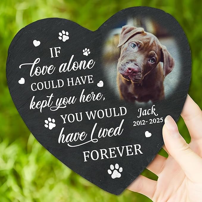 Personalized Dog Memorial Stone with Photo and Name Custom Pet Remembrance Plaque Sympathy Keepsake for Loss of Dog Outdoor Grave Garden Memorial Decor