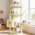 Heybly Cat Tree, 39.4 Inches Tower Condo with Scratching Post, Cat Tower for Indoor Cats, Fully Wrapped Sisal Pole, Soft Platform, 2 Baskets and Dangling Toy, Green and Beige HCT006SGM