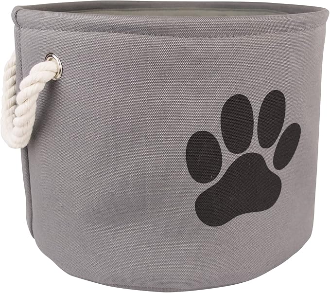 Bone Dry Pet Storage Collection Collapsible Bin, Small Round, Gray