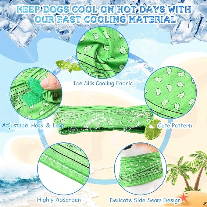 Talltalk 5 Pieces Dog Cooling Bandanas Neck Wraps Ice Scarf Pet Dog Cooling Collar Hunting Training Hiking Camping Accessories for Summer(Paisley,L)