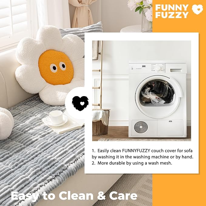 FUNNY FUZZY Pet Couch Covers for Sofa, Washable Dog Couch Cover Protector for Dogs, Flannel Couch Covers for Dogs Pet Friendly Pets Mat Bed (Blue-Grey, 35.4"x70.9")