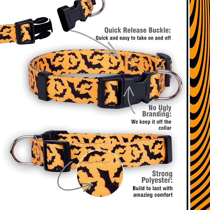 Native Pup Halloween Dog Collar (Small, Bats)
