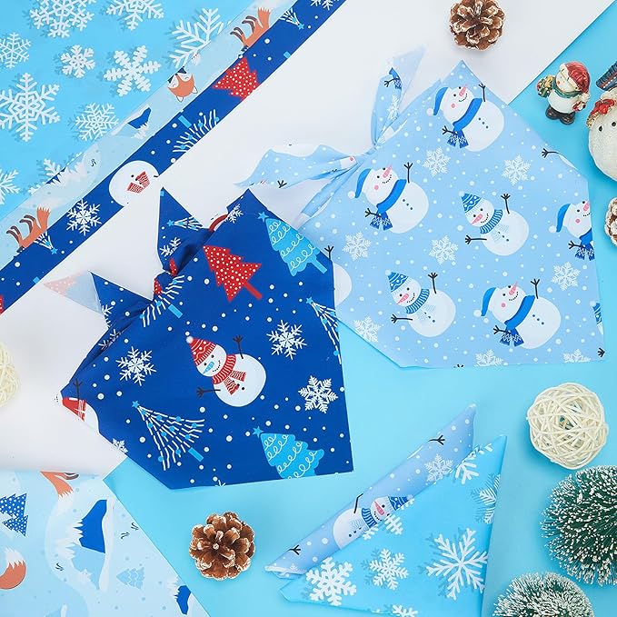 Abbylike 50 Pcs Winter Dog Bandanas Bulk Blue Snowflake Dog Bandanas for Pets Triangle Kerchief Scarf Bibs for Winter Pets Cats Party Costume Photo Props Accessories Pet Shops (31.5 x 21.7 x 21.7)