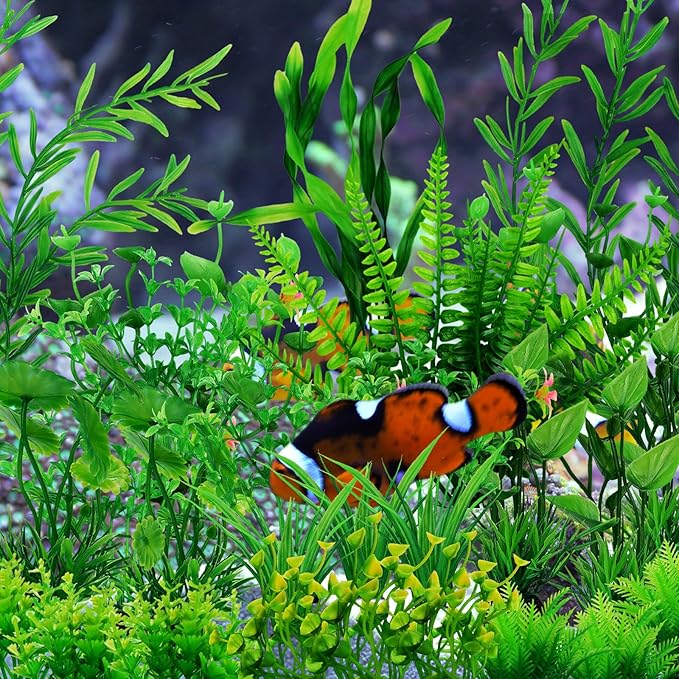 Fish Tank Accessories Aquarium Decorations Green Plants, 25pcs Green Fish Tank Decorations Plant, Aquarium Decor Plastic Plants