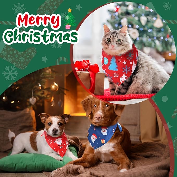 Amylove 120 Pcs St. Patrick's Day Dog Bandanas Bulk Holiday Triangle Dog Pack Puppy Kerchief Bandana Adjustable Spring Pet Scarf for Pet Cat Costume Accessories Decor(Snowman)