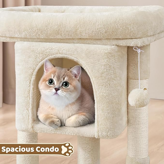 Yaheetech 23.5in Cat Tree Tower, Cat Condo with Sisal-Covered Scratching Posts, Cat House Activity Center Furniture for Kittens, Cats and Pets - Beige