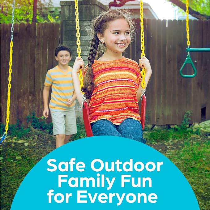 Pack of 1 Swing Seat Replacement Kit with Heavy Duty Chains - Backyard Swingset Playground Accessories for Kids (Red)