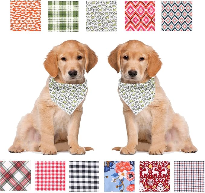 ARING PET Dinosaur Dog Bandanas, Summer Kerchief Triangle Bibs Scarf for Puppy Small Medium Large Boy Girl Dogs Cats-L