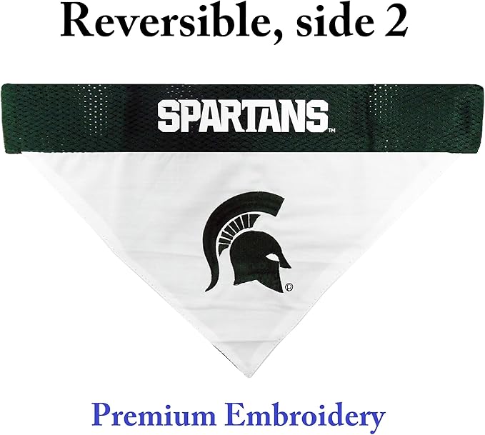 Pets First Collegiate Pet Accessories, Reversible Bandana, Michigan State Spartans, Small/Medium