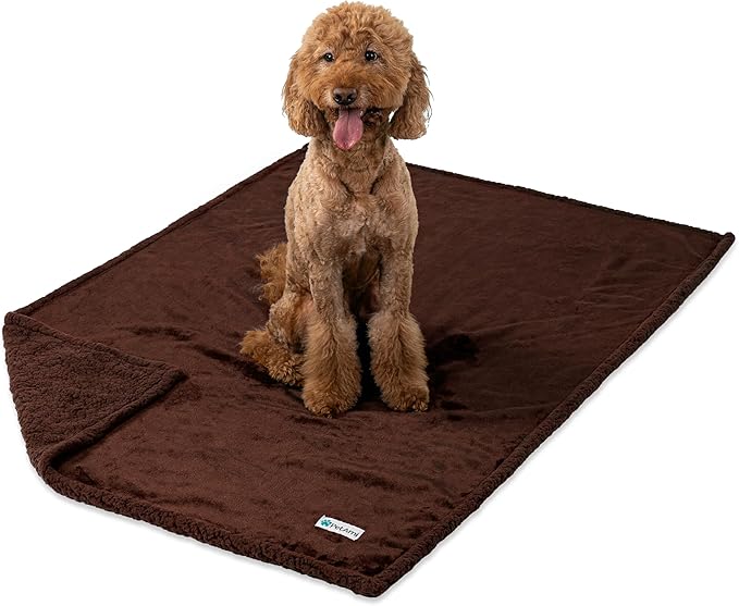 PetAmi Waterproof Dog Blanket for Medium Large XL Dog Puppy Cat Throw for Couch Cover Leakproof Protection, Sherpa Fleece, Reversible Soft Washable 80x60 Brown Brown