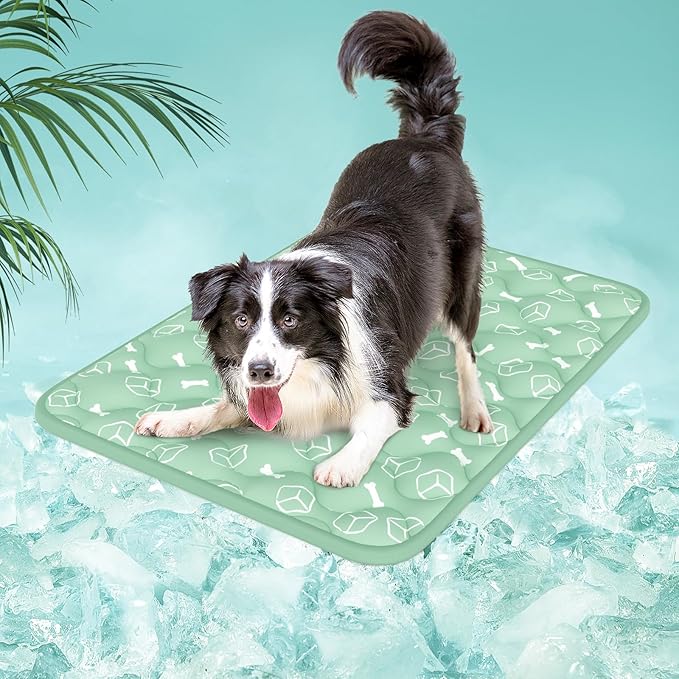Rywell Dog Cooling Mat 2.0, Nature Green,36" x 27" Thick & Durable Cooling Mat for Large Dogs, Long-Lasting Cool with Waterproof & Color-Changing Arc-Chill Tech (Q-Max>0.5) Washable& Non-Toxic