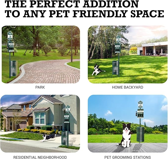 ALAGPRO® Dog Waste Station Outdoor Pet Waste Station with Hand Sanitizer Bottle, Commercial Dog Poop Station with Free 600 Roll Waste Bags & 50 Can Liners for Backyard, Park & HOA's