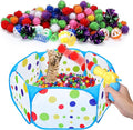 219PCS Cat Ball Pit with Balls, Interactive Toy for Indoor Bored Cats with Ball Launcher, Jingle Balls, Crinkle Balls, Springs, Pom Pom Balls, Cat Enrichment Toys, Kitten Toys for Self Playing