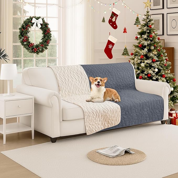 Waterproof Dog Bed Cover, Non-Slip Dog Blanket for Couch, Couch Covers for Dogs Washable, Pet Blanket for Furniture, Pet Bed Mat for Sofa, Car, Pet Supplies (52x82 Inch, Dark Grey)