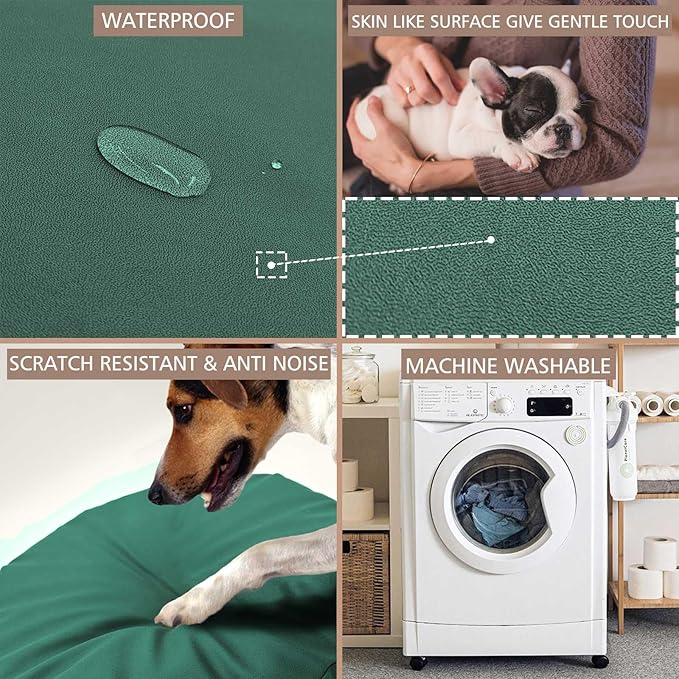 Dog Bed Cover Waterproof Replacement Machine Washable Covers for Dog Bed Heavy Duty Scratch Resistant Mattress Protector Pet Bed Round 44x44 Inch Cover Only Dark Green