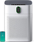 MORENTO Air Purifier for Home Large Room Bedroom Up to 1076 ft², Wi-Fi and Alexa Control, PM2.5 Air Quality Monitor, Auto Mode, HEPA Filter Removes Dust, Pollen, Smoke 1 Pack, White