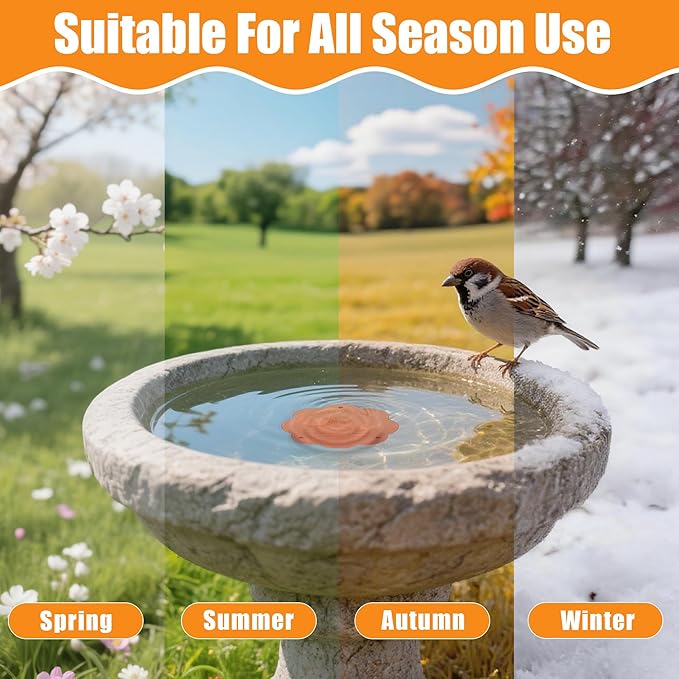 2P 4inches Bird Bath Purification Disk, 99.99% Pure Copper Bird Bath Disc Safe Birdbath Cleaner Disks for Outdoor All-Season Use 0.6mm Birdbaths Copper Disk with 3 Point Support