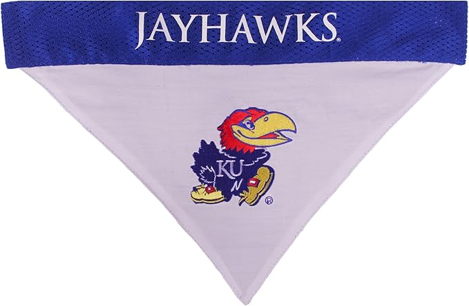 Pets First Collegiate Pet Accessories, Reversible Bandana, Kansas Jayhawks, Small/Medium