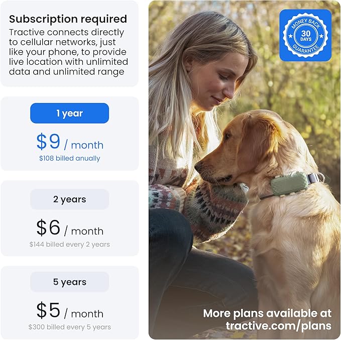 Tractive XL Smart Dog GPS Tracker | Live Pet Tracker with Virtual Fence | Vital Signs Monitoring of Heart & Respiratory Rate | Up to 1-Month Battery Life | Dog Collar Attachment (Green)