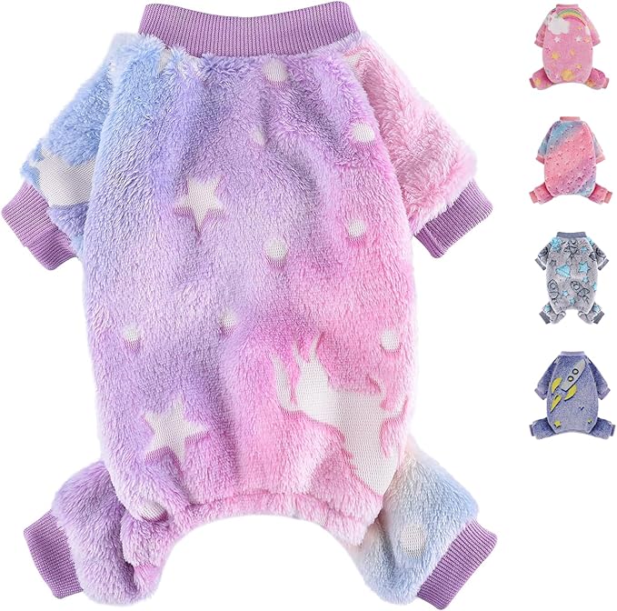Small Dog Pajamas Pjs Sweater Cute Extra Small Dog Clothes, 4 Legs Puppy Jumpsuit, Warm Winter Fleece Doggie Onesies Pet Apparel Outfits for Chihuahua Yorkie Cat, Pink, XXXS